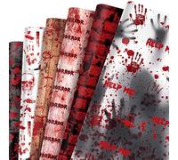 YVAINE 12 Sheets Halloween DIY Crafts Gift Wrapping Paper, Creepy Bloody Hands Design Gift Wrap Paper for Halloween Birthday Horror Night Party Supplies, 20 x 27 Inches