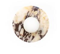 YVAMNAD Natural Alabaster Wall Sconce Round Alabaster Wall Sconce with Glass Shade Natural White Marble Sconces 3000K G9 Stone Wall Lamp Hardwired Circular Marble Wall Light for Bedroom Stair Bedside