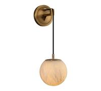 YVAMNAD Natural Alabaster Wall Sconces Luxury Globe Marble Wall Lights Alabaster Wall Mount Lamp Hardwired White Stone Wall Light Fixtures Bathroom Vanity Marble Light For Dining Room Stairs Bedroom S