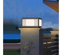 YVAMNAD Outdoor Modern Post Caps Light Aluminum IP65 Waterproof Pillar Light Black Square Landscape Column Lamp For Patio Posts Flat Surface Garden Decoration Post Lanterns Gate Entrance Pathway Light
