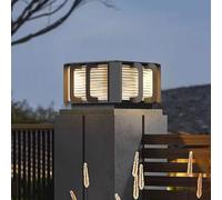YVAMNAD Outdoor Modern Post Caps Light Black Square Pillar Lamp Post Light Fence Deck Cap Light Lantern Column Lamp For Flat Surface Patio Garden Decor Waterproof Landscape Bollard Lighting Lawn Gate