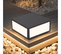 YVAMNAD Outdoor Post Caps Lights Modern Hardwired Column Caps Lights Modern Fence Deck Cap Lamp Lantern Black Square Landscape Lighting Outside Waterproof Housing Pillar Lamps For Flat Surface Patio P