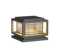 YVAMNAD Outdoor Post Caps Lights Modern Hardwired Fence Deck Column Cap Lamp Lantern Waterproof Landscape Lighting Flat Surface Black Square Pillar Lights Outside Housing Porch Gate Lawn Yard Pathway