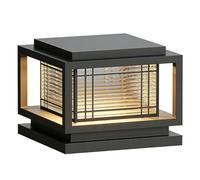 YVAMNAD Outdoor Post Caps Lights Modern Hardwired Fence Deck Column Cap Lamp Lantern Waterproof Landscape Lighting Flat Surface Black Square Pillar Lights Outside Housing Porch Gate Lawn Yard Pathway