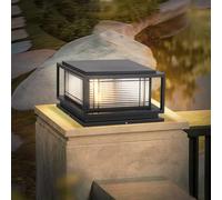 YVAMNAD Outdoor Post Caps Lights Modern Hardwired Fence Deck Column Cap Lamp Lantern Waterproof Landscape Lighting Flat Surface Black Square Pillar Lights Outside Housing Porch Gate Lawn Yard Pathway