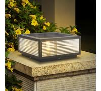 YVAMNAD Outdoor Post Lights Fixtures Solar Lamp Post Light Outdoor Waterproof Square Column Caps Lamps Modern Large Column Lantern Light Outside Housing Pillar Light Fence Deck Cap Light For Garden Ya