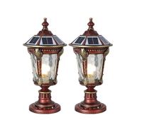 YVAMNAD Outdoor Solar Post Caps Lights 15.74In Solar Powered LED Column Caps Lamps Solar Lamp Post Light With Pier Mount Base Pillar Lamps Waterproof Fence Deck Caps Lights Outside Gate Stone Pillar L