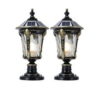 YVAMNAD Outdoor Solar Post Caps Lights 15.74In Solar Powered LED Column Caps Lamps Solar Lamp Post Light With Pier Mount Base Pillar Lamps Waterproof Fence Deck Caps Lights Outside Gate Stone Pillar L