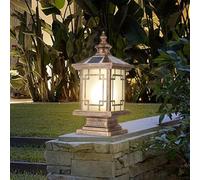 YVAMNAD Outdoor Solar Post Light Fixtures 15.7In Solar Lamp Post Light With Pier Mount Base Column Caps Lights Exterior Solar Powered Fence Post Light Fixtures For Outside Yard Garden Pedestal Pillar