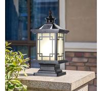YVAMNAD Outdoor Solar Post Light Fixtures 15.7In Solar Lamp Post Light With Pier Mount Base Column Caps Lights Exterior Solar Powered Fence Post Light Fixtures For Outside Yard Garden Pedestal Pillar
