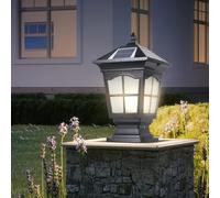 YVAMNAD Outdoor Solar Post Light Fixtures Solar Lamp Post Light Fixture With Remote Control Column Caps Lamps Outdoor Waterproof IP65 Pillar Lamps Outside Housing Porch Pedestal Lights Fence Deck Ligh