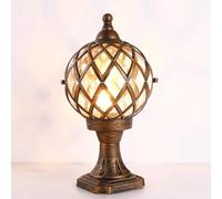 YVAMNAD Post Caps Lights Rustic Bronze Outdoor Post Lighting Fixture Victorian Globe Amber Glass Column Lights Exterior Waterproof Pedestal Lantern Housing Porch Stone Pillar Lamps Fence DecK Terrace