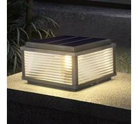 YVAMNAD Solar Outdoor Post Caps Light Fence Deck Cap Light Lantern Column Lamp Outdoor Modern Post Light Solar Powered LED Post Pillar Lights Exterior Waterproof Landscape Path Light For Porch Gate St