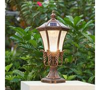 YVAMNAD Solar Post Caps Light 49CM Rustic Solar Powered LED Column Caps Lamps Bronze Waterproof Post Pillar Light Fixture Outside Housing Landscape Lighting Fence Deck Caps Lamp Yard Garden House Post