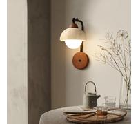YVAMNAD Yellow Travertine Wall Sconce Hardwired Wabi Sabi Wall Lamp With Natural Stone Lampshade Sconce Lighting Japanese Marble Wall Mount Lighting Fixture For Kitchen Island Bedroom Living Room Wall