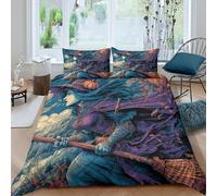YVASPQRTW 3D Witch Bed Comforter Microfibre Halloween Bedding Set with Pillow Cases For Girls/Kids/Boys/Adults Bedroom Decoration King（220x240cm）