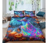 YVASPQRTW 3D Witch Bed Set Soft Microfibre Breathable Halloween Bedding Quilt with Pillowcases Zipper for Boys Girls Kids Room Decor King(220x240cm)