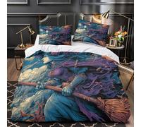 YVASPQRTW 3D Witch Bed Set Soft Microfibre Breathable Halloween Bedding Quilt with Zipper For Girls/Kids/Boys/Adults Bedroom Decoration Single（140x200cm）