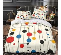 YVASPQRTW Abstract circles grid 3D Printed Quilt Cover 3-Piece Microfiber Lightweight Breathable Comforter Cover 2 Pillowcases Hidden Zipper Bed Set Girls Bedroom Single（140x200cm）