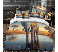 YVASPQRTW African elephant 3D Pattern Duvet Insert Cover 3pc Premium Microfibre Concealed Safari wildlife Duvet Cover 2 Pillowcases Lightweight Stain-Resistant Teens Young Adults Single (135x200cm)