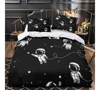 YVASPQRTW Astronauts floating 3D Printed Comforter Cover 3-Piece Premium Microfibre Stain-Resistant Quilt Cover 2 Pillow Shams Zippered Closure Bed Ensemble Family Guests Super king（260x220cm）