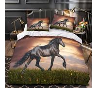 YVASPQRTW Black horse galloping 3D Printed Comforter Cover 3pcs Ultra-Soft Microfibre Skin-Friendly Quilt Cover 2 Pillow Shams Zippered Closure Machine Washable Kids & Teens Super king（260x220cm）