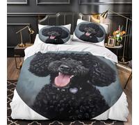 YVASPQRTW Black poodle portrait 3D Printed Comforter Cover 3pcs Microfibre Stain-Resistant Duvet Insert Cover 2 Pillow Shams Zippered Closure Bed Linen Adults & Families Double（200x200cm）