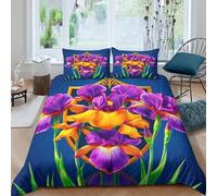YVASPQRTW Blooming Flowers And Lush Leaves Luxury Duvet Quilt Vibrant Flowers Bedding Set Super Soft Microfiber Pillowcase for Children And Adults Double（200x200cm）