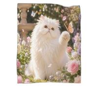 YVASPQRTW Cat Butterfly 3D Printed Throw Blanket Microfiber Soft Sofa Decor