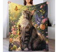 YVASPQRTW Cat Flower 3D Printed Microfiber Throw Blanket Soft Sofa Decor