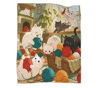YVASPQRTW Cat Yarn 3D Printed Throw Blanket Microfiber Soft Sofa