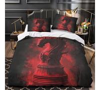YVASPQRTW chess knight 3D Pattern Duvet Cover 3pc Premium Microfibre Concealed dark fantasy Duvet Cover 2 Pillowcases Lightweight Stain-Resistant Teens Young Adults King（220x240cm）
