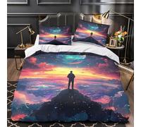 YVASPQRTW Cosmic traveler 3D Printing Duvet Insert Cover 3pc Ultra-Soft Microfibre Light Fantasy space adventure Quilt Cover 2 Pillowcases Concealed Zipper Bed Linen Teens Bedroom Double（200x200cm）