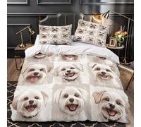 YVASPQRTW Cute dog faces 3D Print Quilt Cover 3-Piece Microfiber Lightweight Breathable Illustrated pet portraits Comforter Cover 2 Pillowcases Hidden Zipper Bed Set Girls Bedroom King（220x240cm）