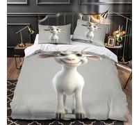 YVASPQRTW Cute goat cartoon 3D Print Comforter Cover 3-Piece Microfiber Durable Skin-Friendly Animated kids character Duvet Cover 2 Pillow Shams Hidden Zipper Home Decor Kids Bedroom King（220x240cm）