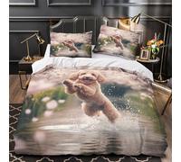 YVASPQRTW Cute poodle jumping 3D Pattern Duvet Cover 3pcs Microfibre Fade-Resistant Wash Comforter Cover 2 Pillow Shams Zipper Closure Machine Washable Adult Room Super king（260x220cm）