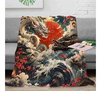 YVASPQRTW Dragon Wave 3D Printed Microfiber Throw Blanket Soft Sofa Decor