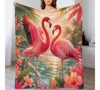 YVASPQRTW Flamingo Flower 3D Printed Throw Blanket Microfiber Soft Sofa