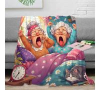 YVASPQRTW Grandma Cat 3D Printed Throw Blanket Microfiber Soft Sofa