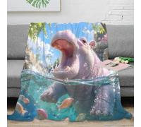 YVASPQRTW Hippo Fish 3D Printed Throw Blanket Microfiber Soft Sofa