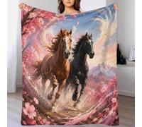 YVASPQRTW Horse Flower 3D Printed Throw Blanket Microfiber Soft Sofa