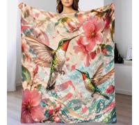 YVASPQRTW Hummingbird Flower 3D Printed Throw Blanket Microfiber Soft Sofa