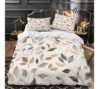 YVASPQRTW Leaf pattern 3D Pattern Comforter Cover 3pcs Ultra-Soft Microfibre Skin-Friendly Botanical Quilt Cover 2 Pillow Shams Zippered Closure Machine Washable Kids & Teens Double（200x200cm）