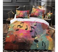 YVASPQRTW Musical notes 3D Printed Duvet Cover 3pc Premium Microfibre Easy Care Abstract colorful Quilt Cover 2 Pillowcases Concealed Zipper Bedding Couples Families Single（140x200cm）