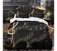 YVASPQRTW Musical notes 3D Printed Duvet Insert Cover 3pc Premium Microfibre Light Golden sheet music Quilt Cover 2 Pillowcases Concealed Zipper Bedroom Decor Teens Young Adults Double（200x200cm）