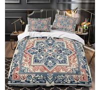 YVASPQRTW Ornate pattern 3D Digital Print Duvet Cover 3pcs Microfiber Easy Care Decor Moroccan design Comforter Cover 2 Pillowcases Hidden Zipper Breathable For Kids & Teens Double（200x200cm）