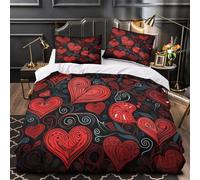 YVASPQRTW Romantic Hearts 3D Digital Print Duvet Insert Cover 3pc Premium Microfibre Concealed Redistic Design Duvet Cover 2 Pillowcases Lightweight Stain-Resistant Teens Young Adults King（220x240cm）
