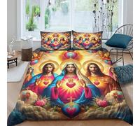 YVASPQRTW Sacred Hearts Group Portrait 3D Bedding Duvet Cover, High Definition Print & Easy Care Communal Faith Decor All Season for Luxury Bedding Master Bedroom Double（200x200cm）