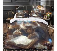 YVASPQRTW Scholarly cat writing 3D Printed Duvet Cover 3pc Premium Microfibre Easy Care Soft Quilt Cover 2 Pillowcases Concealed Zipper Bedding Set Couples & Families Super king（260x220cm）
