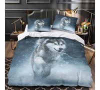 YVASPQRTW Siberian Husky running 3D Printing Comforter Cover 3pcs Microfibre Skin-Friendly Winter adventure Duvet Cover 2 Pillow Shams Zippered Closure Lightweight Family Guests Single (135x200cm)